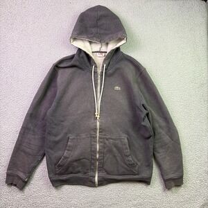 Lacoste Live Hoodie Mens 8 Gray Full Zip Heavyweight Sweatshirt Hooded